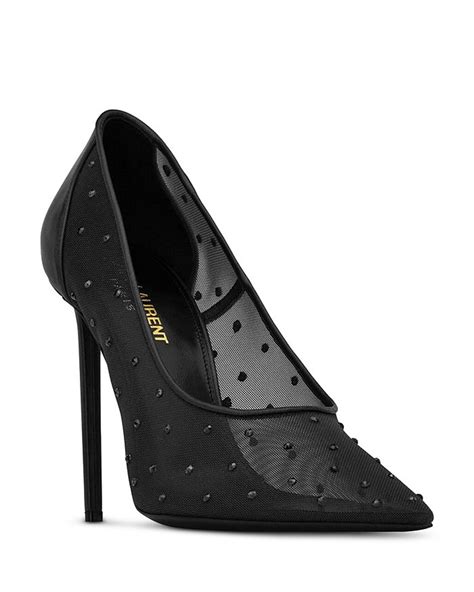 Saint Laurent Anja Pumps In Rhinestone Mesh 